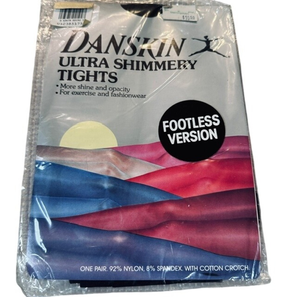 Vintage 1985 Danskin Ultra Shimmery Footless Tights Black NWT Deadstock Med 80s